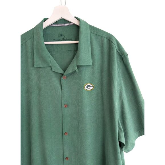 Tommy Bahama Silk Shirt Mens XXXL Green Bay Packers Football Short Sleeve Button - Picture 2 of 7